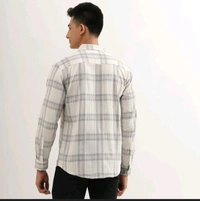 Ziptoo  Men's Off-White & Grey Checkered Shirt – Minimalist Casual Look
 - S