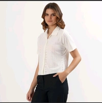 Ziptoo  Women's Eggshell White Classic Short Sleeve Shirt  - Xl