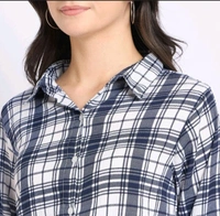 Ziptoo Women's Navy Blue & White Checkered Shirt – Effortless Casual Chic
 - M