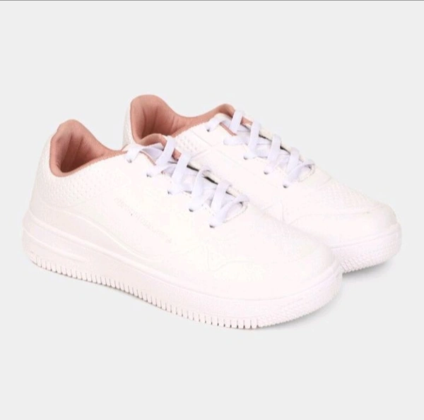 Ziptoo Women's White Sneakers with Blush Pink Lining – Clean, Casual & Feminine - 5