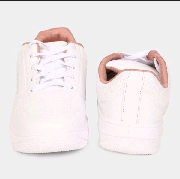 Ziptoo Women's White Sneakers with Blush Pink Lining – Clean, Casual & Feminine - 5