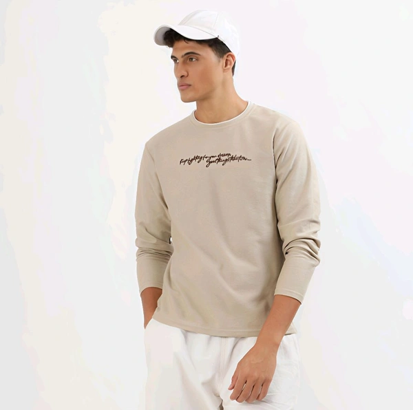 Ziptoo Men’s Beige Long Sleeve T-Shirt – Casual, Clean & Comfy
 - Tan, XL