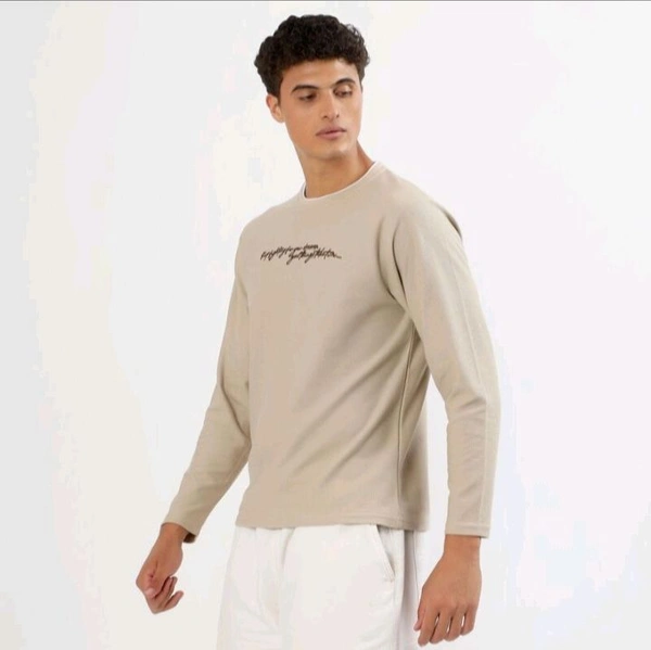 Ziptoo Men’s Beige Long Sleeve T-Shirt – Casual, Clean & Comfy
 - Tan, XL