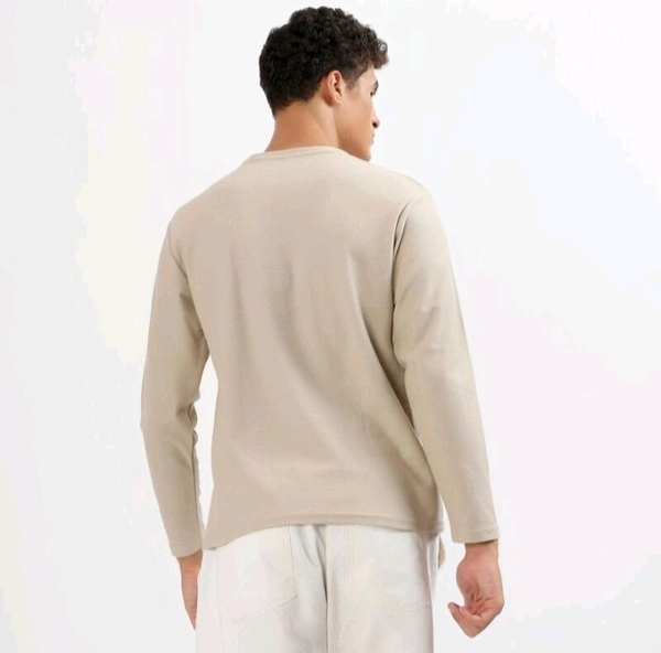 Ziptoo Men’s Beige Long Sleeve T-Shirt – Casual, Clean & Comfy
 - Tan, XL