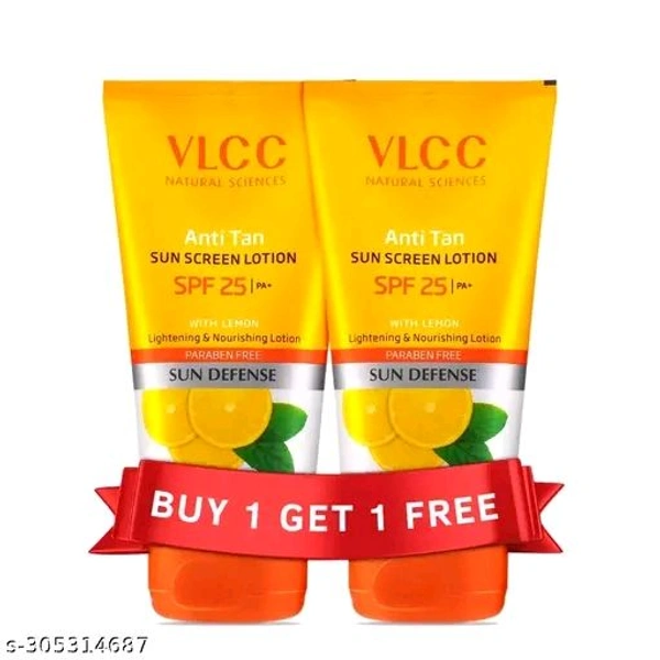 VLCC Anti Tan Sun Screen Lotion - SPF 25 PA+ - 300 ml - Buy One Get One 
