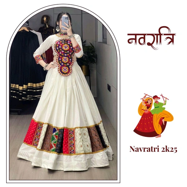 Amrit Kalā  Ethnic Women Lehenga With Fancy Top👜 - White
