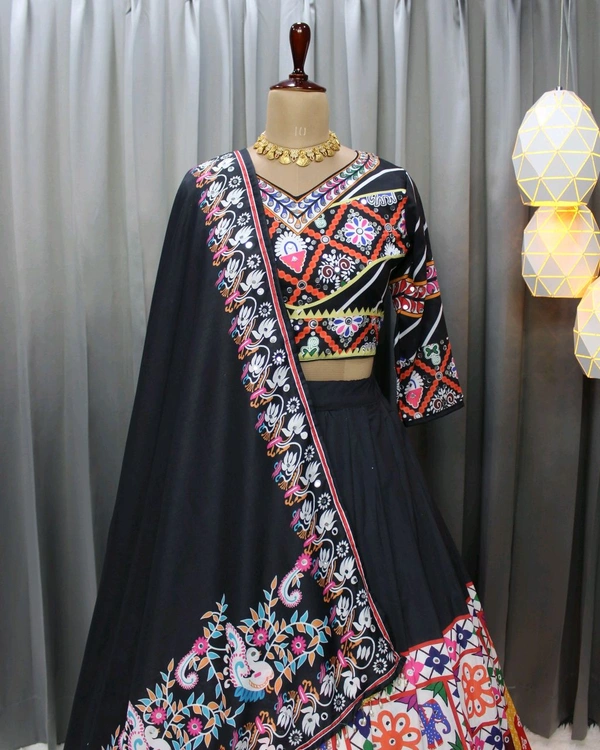 Amrit Kalā  Elegant And Fancy Muslin Cotton Lahanga Choli  - Fuchsia Pink