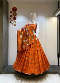 Amrit Kalā  Pure camric cotton kali pattern chaniya choli 💃 - Tangerine
