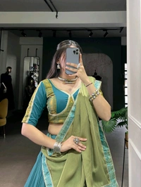 Amrit Kalā  Traditional And Elegant Festive Lahanga  - Royal Blue
