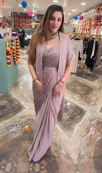 Trending Embroidery Sequence work saree with full koti - Martini