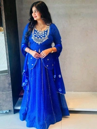 Trendy Elegant Festive Lahanga With Dupatta Set  - Royal Blue