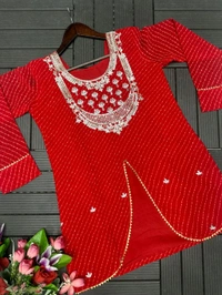 Trendy Elegant Festive Lahanga With Dupatta Set  - Red Orange