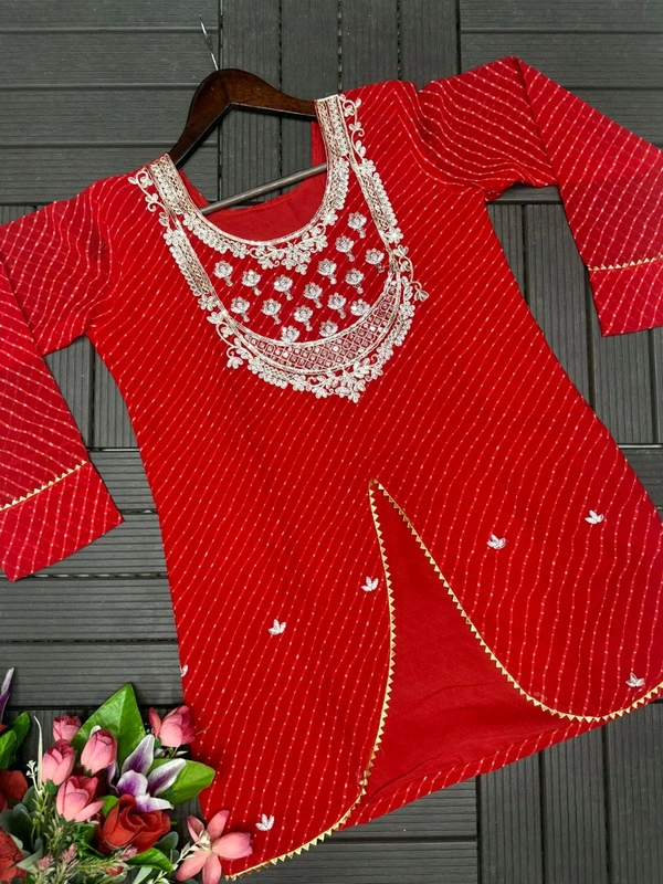 Trendy Elegant Festive Lahanga With Dupatta Set  - Red Orange