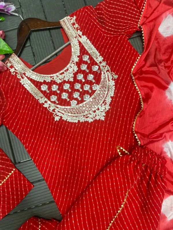 Trendy Elegant Festive Lahanga With Dupatta Set  - Red Orange