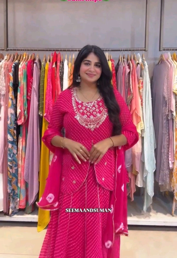 Trendy Elegant Festive Lahanga With Dupatta Set  - Pink Flamingo
