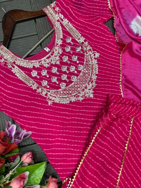 Trendy Elegant Festive Lahanga With Dupatta Set  - Pink Flamingo