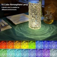 Crystal Rose Diamond 16 Color RGB Changing Mode LED Night Lights - USB Remote Night Lamp