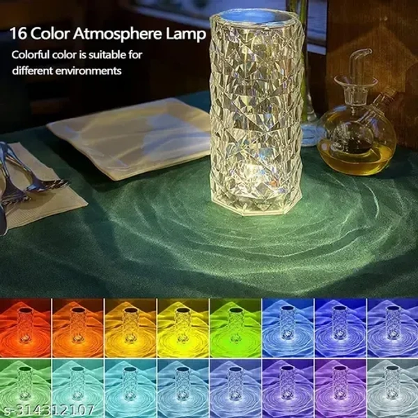 Crystal Rose Diamond 16 Color RGB Changing Mode LED Night Lights - USB Remote Night Lamp
