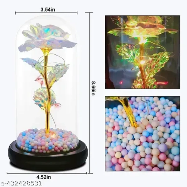 Rose Flower Gift, Rainbow Rose in Glass Dome, Rose Light Up Flower, Personalized Gifts for Mom, Sisters, Friend, Women, Valentine's Day, Birthday, Wedding, Anniversary
