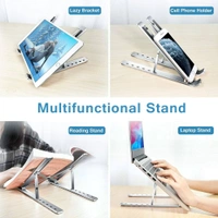 Black Cat 6 Angles Adjustable Aluminum Foldable Portable Tabletop Laptop/Desktop Riser Stand Holder Compatible for MacBook, HP, Dell, & All Other Notebook (Silver)