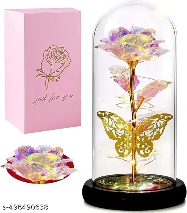 Rose Flower Gift, Rainbow Rose in Glass Dome, Rose Light Up Flower, Personalized Gifts for Mom, Sisters, Friend, Women, Valentine's Day, Birthday, Wedding, Anniversary
