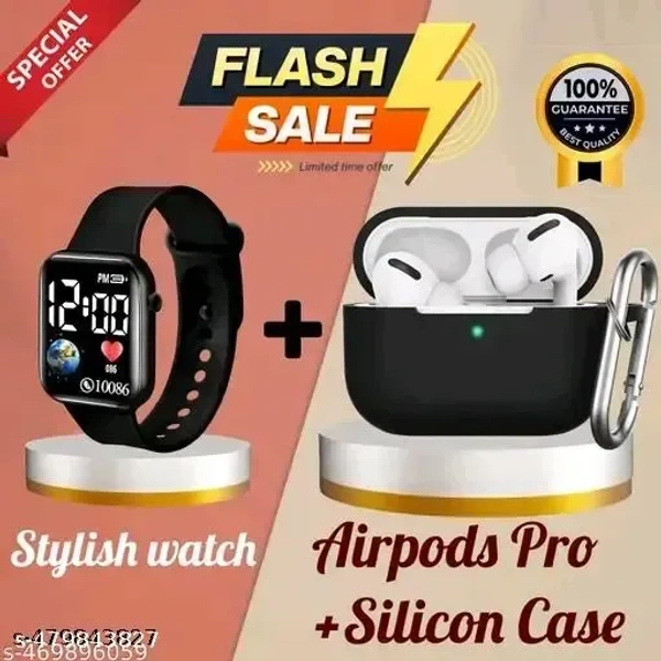 Trending Stylish TWS Bluetooth Wireless Bluetooth Headphones Earbuds With Best Quality Purthvi LED Watch Wireless Bluetooth Headphones & Earphones Touch Sensor V5.1 With HD Mic And Active Noisz Cancellation Supported All Android & IOS Devices Bluetooth Headset(BT+Black Cover+Watch, True Wireless)