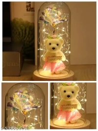 Best Birthday Gifts for Women, Best Friend Galaxy Rose Flower Gifts for Women,Light Up Infinity Rose in Glass Dome Teddy Bear Presents for Mom Teacher, Valentines for Wife Girlfriend