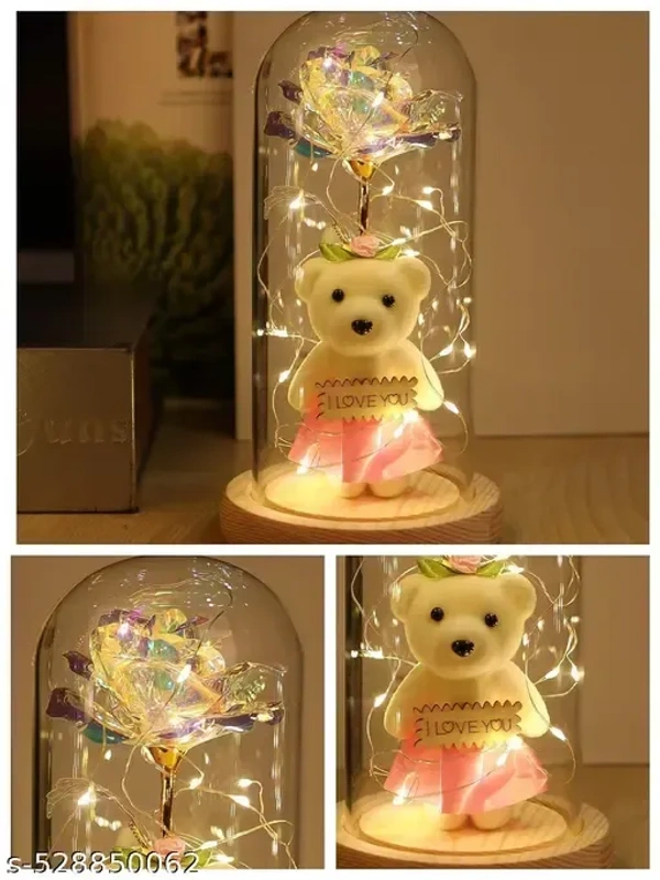 Best Birthday Gifts for Women, Best Friend Galaxy Rose Flower Gifts for Women,Light Up Infinity Rose in Glass Dome Teddy Bear Presents for Mom Teacher, Valentines for Wife Girlfriend