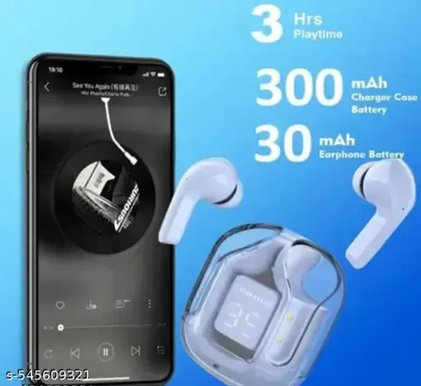 TWS Ultra Pods - Transparent Design Ear Buds with Noise Cancelling, Sound, IP4 Waterproof, LED Digital Display - Wireless 5.3 Technology for Dual Phone Connectivity