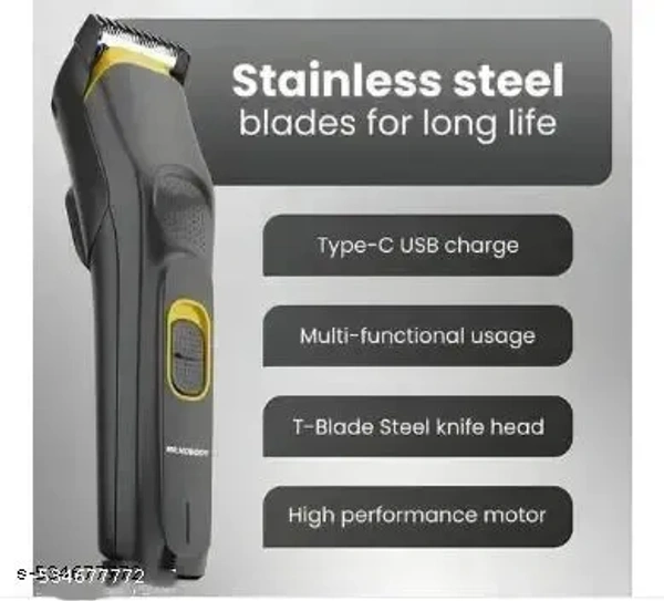 TRIMXPERT AT-509 Rechargeable Hair Beard Trimmer for Men Trendy Styler Trimmer Stainless Steel Sharp Blade Beard Shaver (Black)