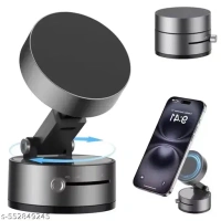 Shop Stoppers® 360° Rotatable Vacuum Magnetic Phone Holder, Hand Free Magnetic Cell Phone Stand With Strong Grip Shockproof Suction Cup Mount for Car, Gym, Mirror, Smooth Surface, Office (Black)