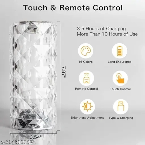 Crystal Rose Diamond 16 Color RGB Changing Mode LED Night Lights - USB Remote Night Lamp