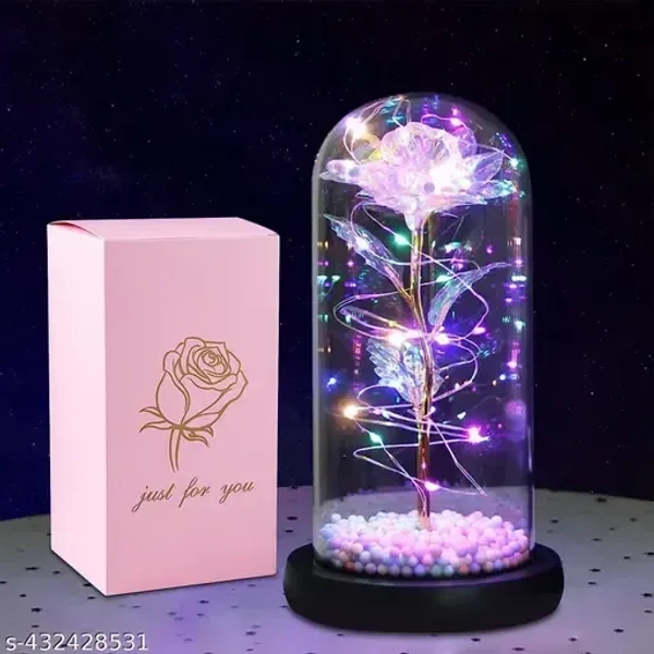 Rose Flower Gift, Rainbow Rose in Glass Dome, Rose Light Up Flower, Personalized Gifts for Mom, Sisters, Friend, Women, Valentine's Day, Birthday, Wedding, Anniversary