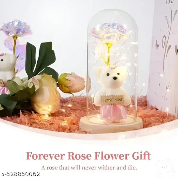 Best Birthday Gifts for Women, Best Friend Galaxy Rose Flower Gifts for Women,Light Up Infinity Rose in Glass Dome Teddy Bear Presents for Mom Teacher, Valentines for Wife Girlfriend