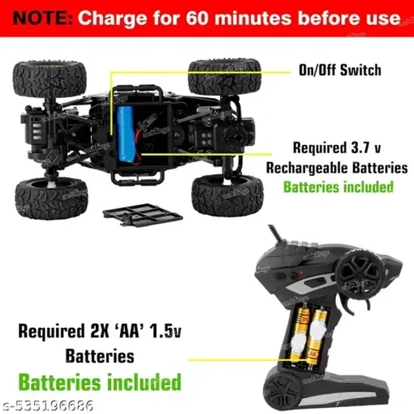 Rc Monster Truck Remote Control Car for Kids Rock Crawler 5 Function 1:18 Rc Car Toys for Boys 2Wd Offroad High Speed Remote Car Toys for Kids 5 Years 12 - Black