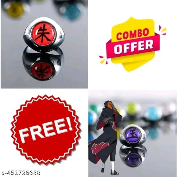 Anime Naruto Series | Akatsuki members Itachi Uchiha and Obito Uchiha (Tobi) ring for both boys and girls - Red, Free Size