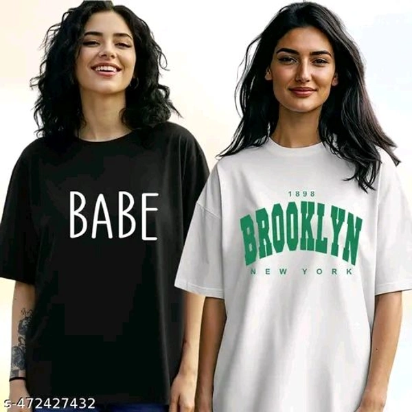 Stylish Feminine Women Tshirts  - Black, L