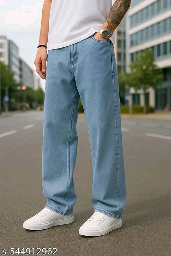 Veltick Loose Fit Mid Rise Light Blue Men Denim Jeans - Cornflower Blue, 34