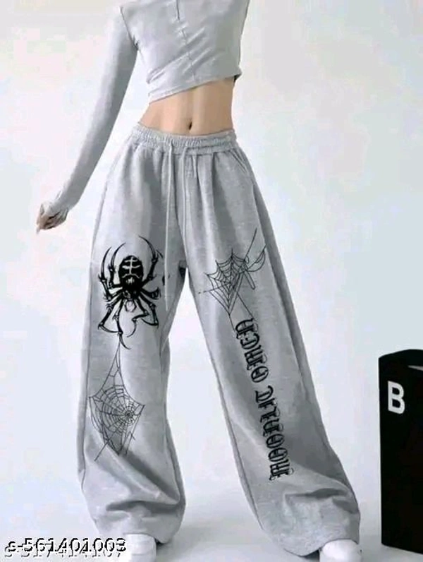 Grey Printed Straight Fit women's Trouser - Gray, M