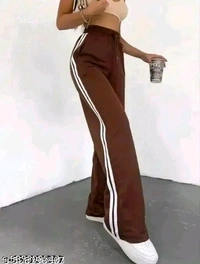 Brown White Strip Pants For Girls - Brown, S