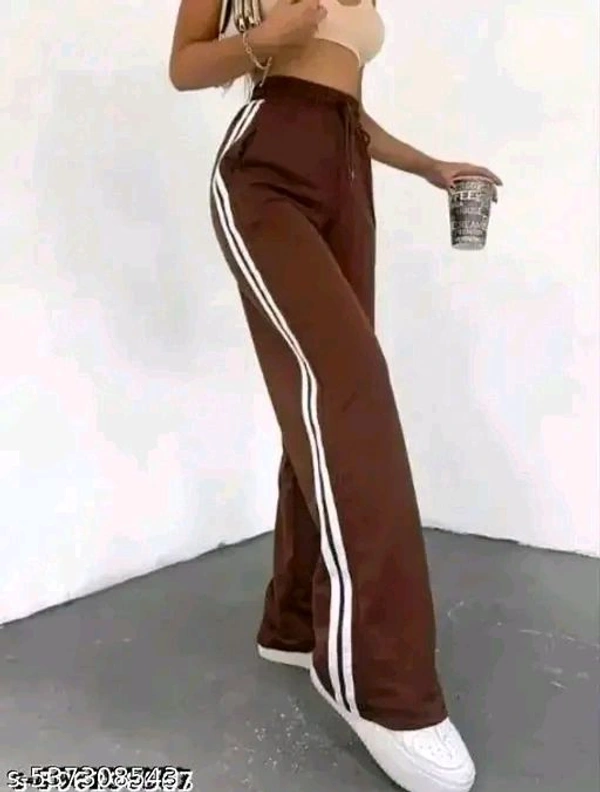 Brown White Strip Pants For Girls - Brown, S