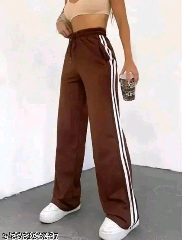Brown White Strip Pants For Girls - Brown, L