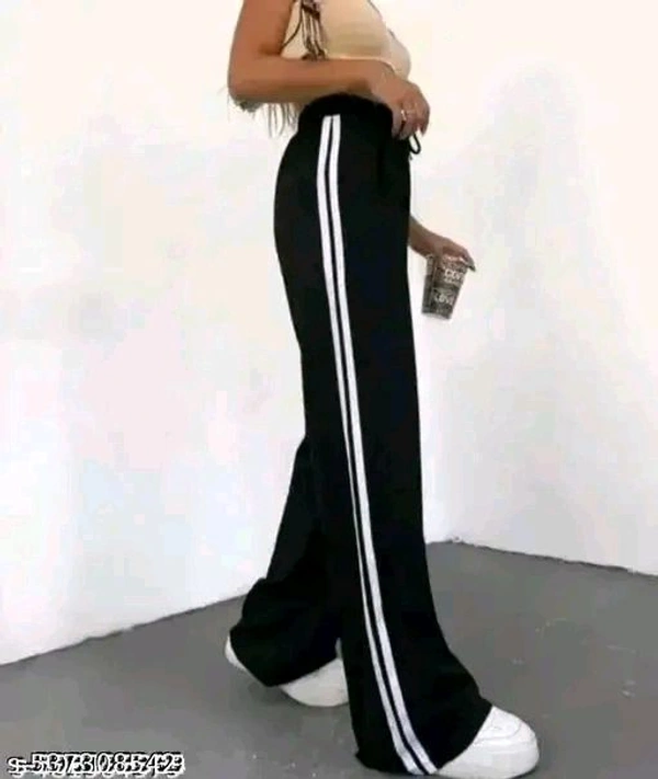 Black Whit Strip Trouser For Girls - Black, L