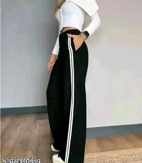 Black Whit Strip Trouser For Girls - Black, L