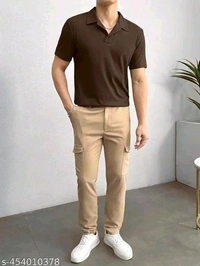 U.S. Polo Assn. Men's Collar t-shirt, Old money T-shirt - Brown, M