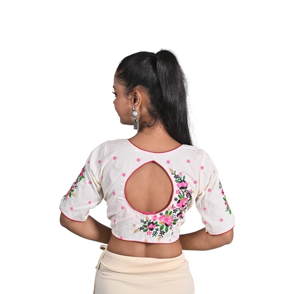 SJ Fashion Hub Cotton Embroidery Blouse White - 26, White