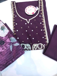Beautiful Elephant Work Kurti Pant - Lilac, L