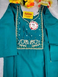 Beautiful Elephant Work Kurti Pant - Clairvoyant, Xxl