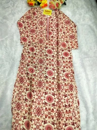 Cream Maroon Beautiful Printed Vetican Kurti Set - Xl