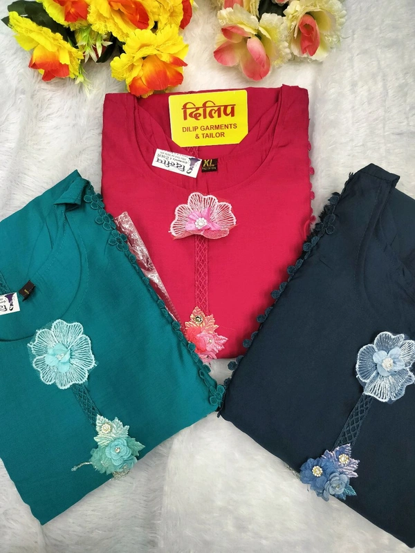 Flower Patch Work Kurti Set - Shakespeare, Xl